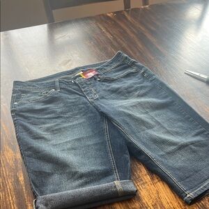 Faded Glory Dark Blue Cropped Denim Shorts